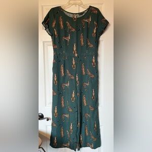 Women's Green Leopard Print ModCloth Jumpsuit